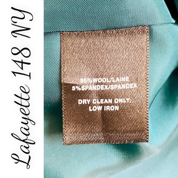 NWT LAFAYETTE 148 NEW YORK Alexia Teal Green Wool Sheath Dress, Size 2 - Picture 7 of 9